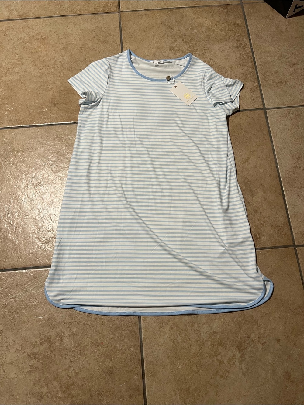 Mary Square Light Blue & White Stripe Melody Night Shirt